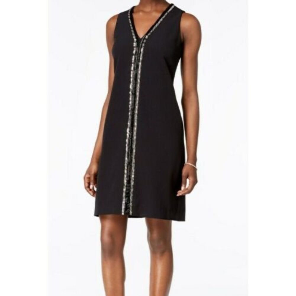Donna Ricco NWT Beautiful Black Sheath Embellished